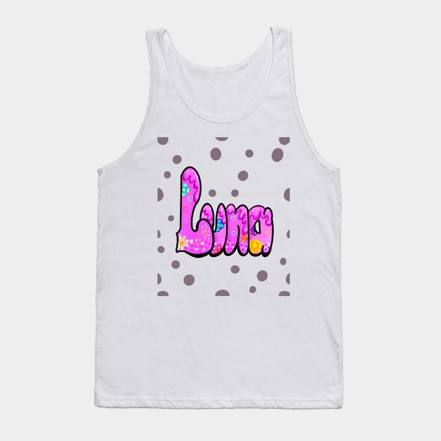 Luna - Flowers and dots Name Luna Tank Top by Artonmytee